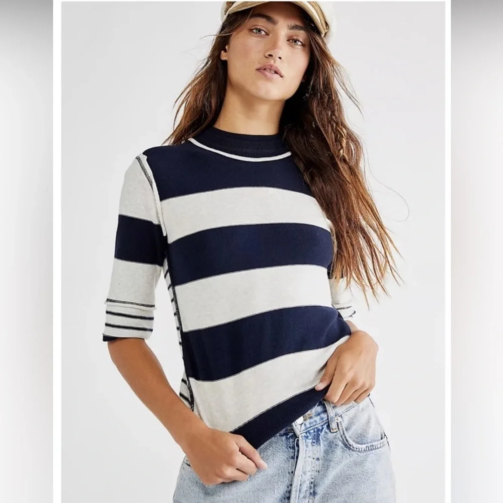 FREE PEOPLE Raleigh Tee Navy XS